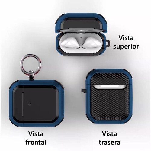 Funda Uso Rudo para Airpods 2a Generacion + Gancho Azul marino