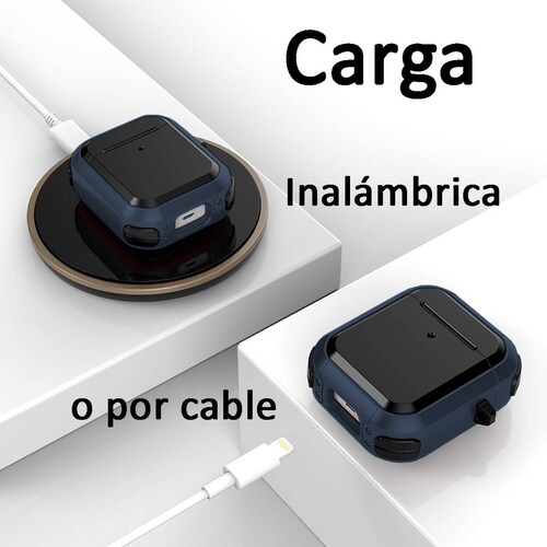 Funda Uso Rudo para Airpods 2a Generacion + Gancho Azul marino