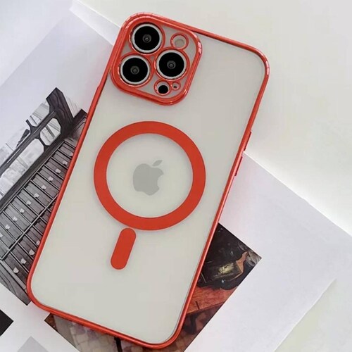 Funda Magsafe con Protector de Cámara para Iphone 13 Pro Max Rojo