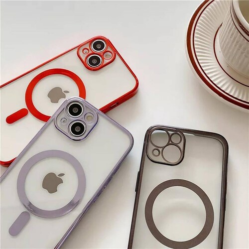 Funda Magsafe con Protector de Cámara para Iphone 13 Mini Rojo