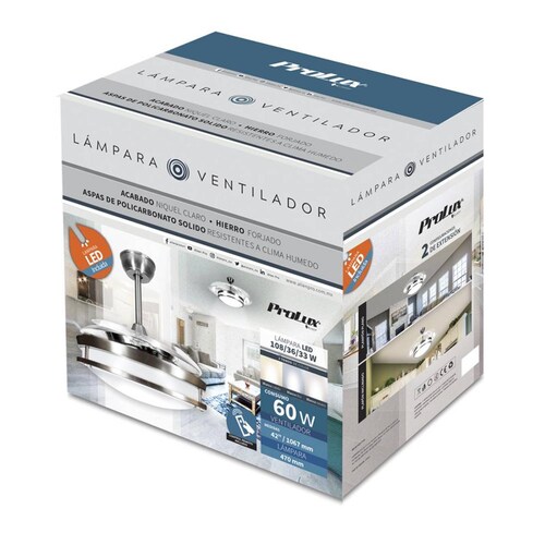 Lampara Ventilador Techo Prolux Aspas Ocultas LF-20 - S002 