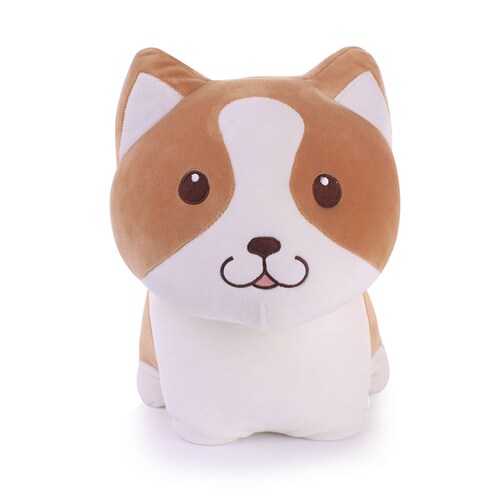 Peluche Perro cafe con blanco 30cm