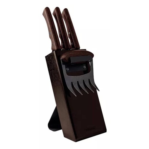 Set De Cuchillos Tramontina Churrasco Black Acero Inox 5 Pzs