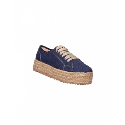 TENIS PLATAFORMA ZAPATOS CASUALES LEON MUJER DAMA AZUL MARINO TEXTIL 2524