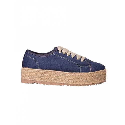 TENIS PLATAFORMA ZAPATOS CASUALES LEON MUJER DAMA AZUL MARINO TEXTIL 2524