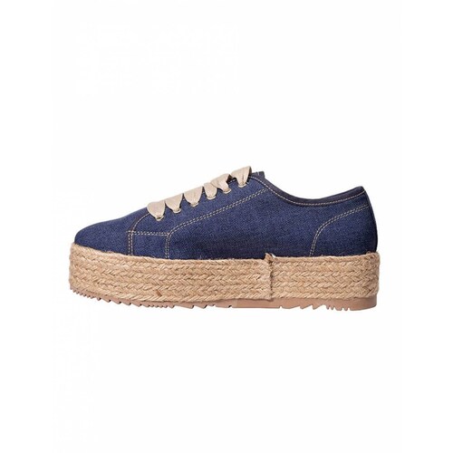 TENIS PLATAFORMA ZAPATOS CASUALES LEON MUJER DAMA AZUL MARINO TEXTIL 2524