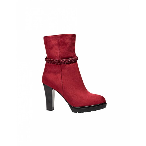 BOTINES TACONES VESTIR LEON MUJER DAMA ROJO VINO GAMUZA W180K246