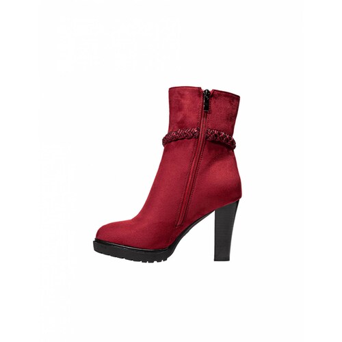 BOTINES TACONES VESTIR LEON MUJER DAMA ROJO VINO GAMUZA W180K246