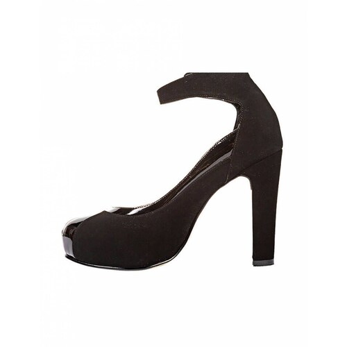 ZAPATILLAS TACONES VESTIR LEON MUJER DAMA NEGRO GAMUZA 9853
