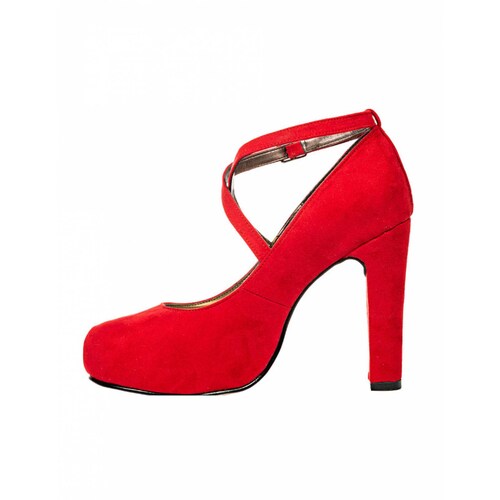 ZAPATILLAS TACONES VESTIR LEON MUJER DAMA ROJO GAMUZA 9801