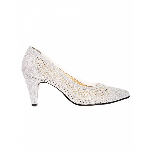 ZAPATILLAS TACONES VESTIR LEON MUJER DAMA PLATA TEXTIL 9730