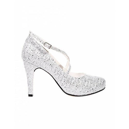 ZAPATILLAS TACONES VESTIR LEON MUJER DAMA PLATA TEXTIL 9702