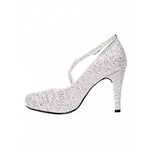 ZAPATILLAS TACONES VESTIR LEON MUJER DAMA PLATA TEXTIL 9702