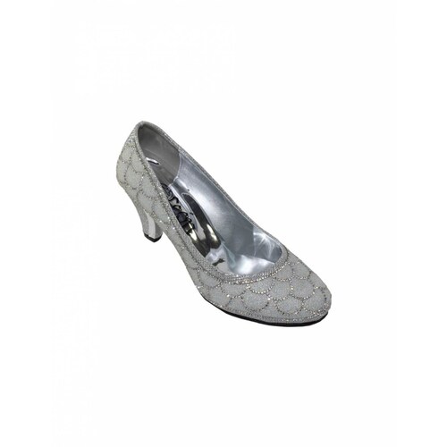 ZAPATILLAS VESTIR TACONES LEON DAMA MUJER PLATA PIEDRAS JAGUAR 441208