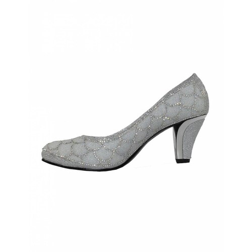 ZAPATILLAS VESTIR TACONES LEON DAMA MUJER PLATA PIEDRAS JAGUAR 441208