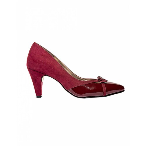 ZAPATILLAS TACONES VESTIR LEON MUJER DAMA ROJO CHAROL 9832