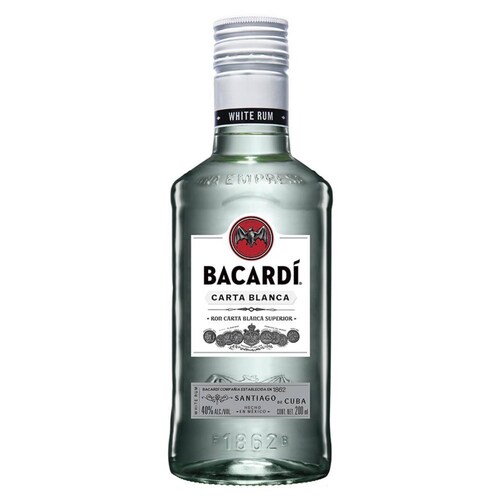 Caja de 24 Ron Bacardi Carta Blanca 200 ml 