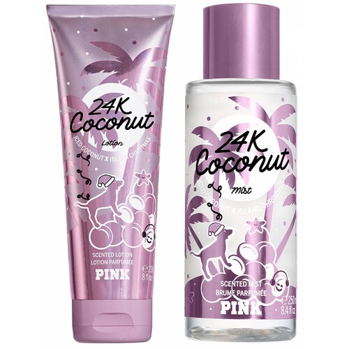 Set Loción y Crema Pink 24K Coconut 75 ml c/u 