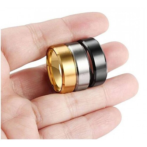 Set 3 Anillos Clepsidra Acero inoxidable (talla 12 - negro, dorado y plateado) 