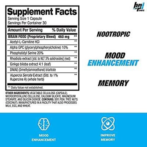 Vitaminas Cerebro Bpi Sports Brain Food 30 Cápsulas 