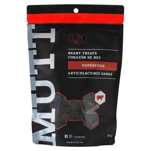 Premios para Perro de Corazón de Res Mutt Snack Deshidratado 