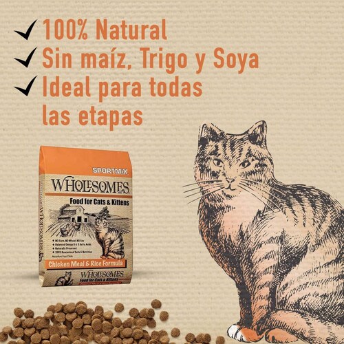 Alimento para Gatos Sportmix Wholesomes Pollo y Arroz 2 Kg 