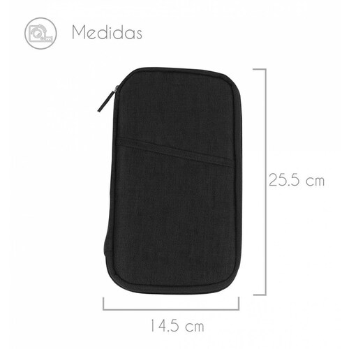 Cartera Vazma Estilo Organizador de viaje, Porta Pasaporte Amplio Negro