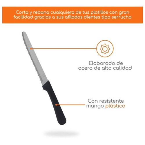 Set de 4 Cuchillos Bazzeff de cocina tipo serrucho con punta redonda 