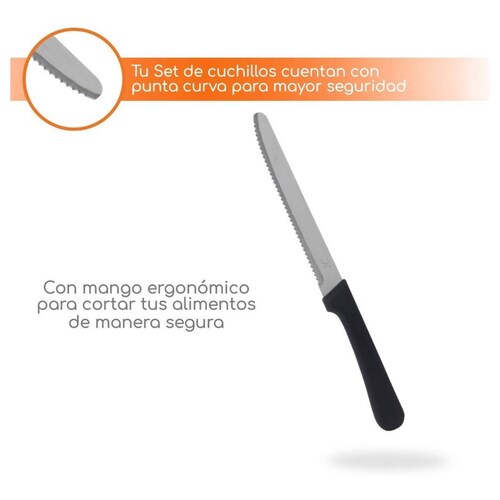 Set de 4 Cuchillos Bazzeff de cocina tipo serrucho con punta redonda 