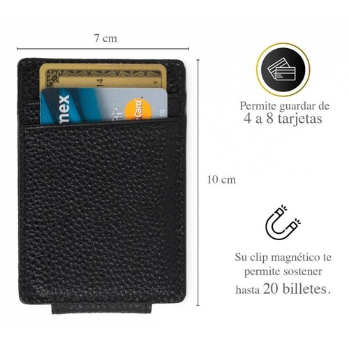 Cartera Vedicci de Piel Con Clip de Billetes para Hombre Negro