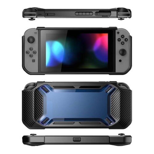 Carcasa Lenfech Nintendo Switch 2 En 1 Estuche y Cristal Templado Azul