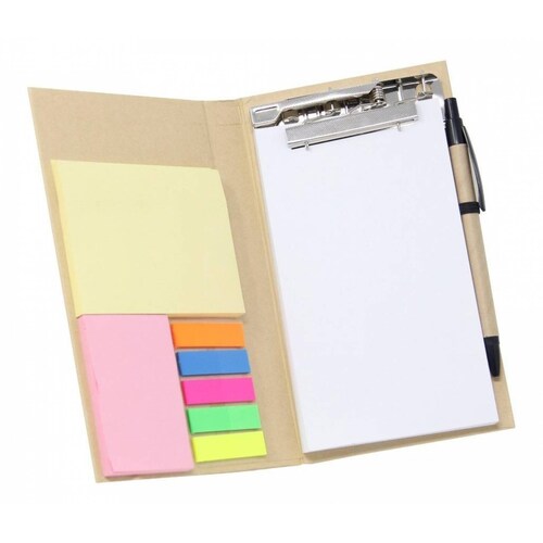 Libreta Ofidosel Ecologica compacta con notas adhesivas, separadores, pluma y hojas blancas Amarillo