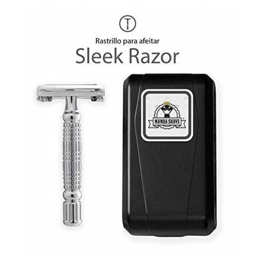 Rastrillo Mamba Shave Sleek con estuche y navajas de afeitar Plateado