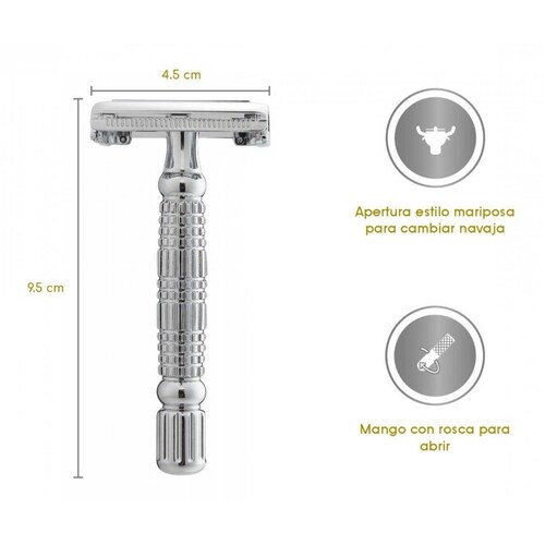 Rastrillo Mamba Shave Sleek con estuche y navajas de afeitar Plateado