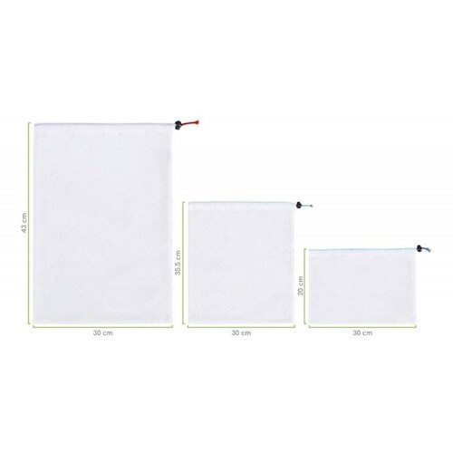Set de 12 Bolsas Ecológicas Bableco Reusables para frutas y verduras Blanco
