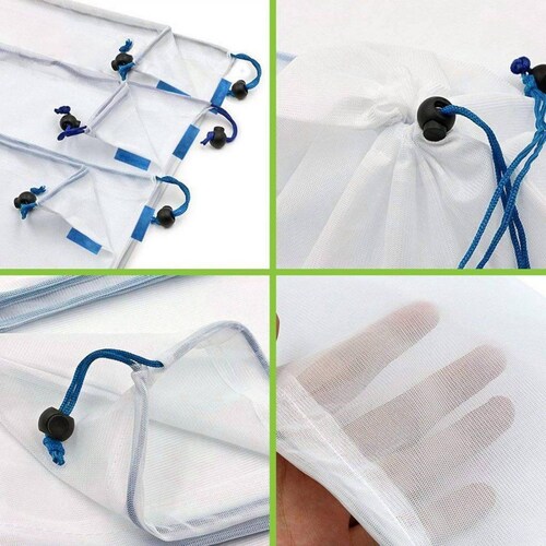 Set de 12 Bolsas Ecológicas Bableco Reusables para frutas y verduras Blanco