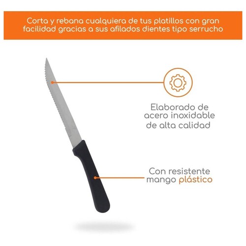 Set de 4 Cuchillos Bazzeff de Cocina para Carne Tipo Serrucho Acero 
