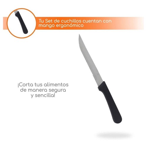 Set de 4 Cuchillos Bazzeff de Cocina para Carne Tipo Serrucho Acero 