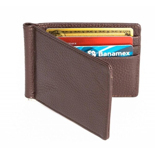 Cartera BoldR Billetera de Piel Con Clip de Dinero para Hombre Café