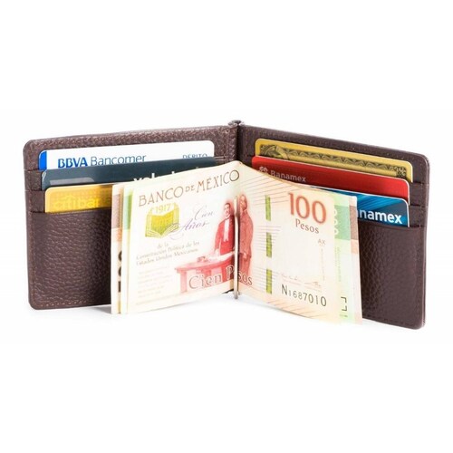 Cartera BoldR Billetera de Piel Con Clip de Dinero para Hombre Café