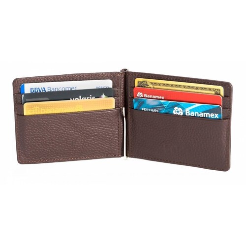 Cartera BoldR Billetera de Piel Con Clip de Dinero para Hombre Café