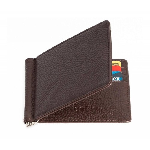 Cartera BoldR Billetera de Piel Con Clip de Dinero para Hombre Café
