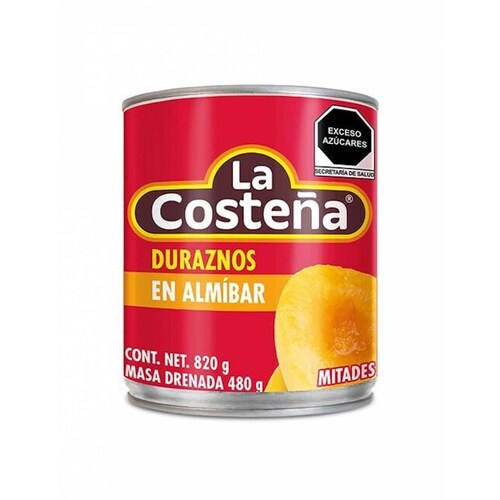 Pack de 12 Durazno mitades en almíbar La Costeña de 820g 