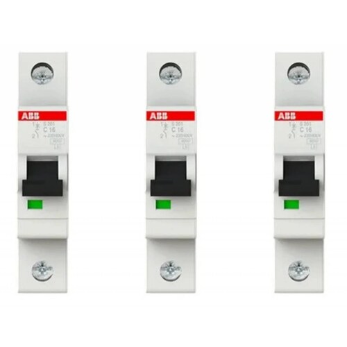 3 X ABB 2CDS251001R0164 INTERUPTOR MINIATURA S200 1P C 16A