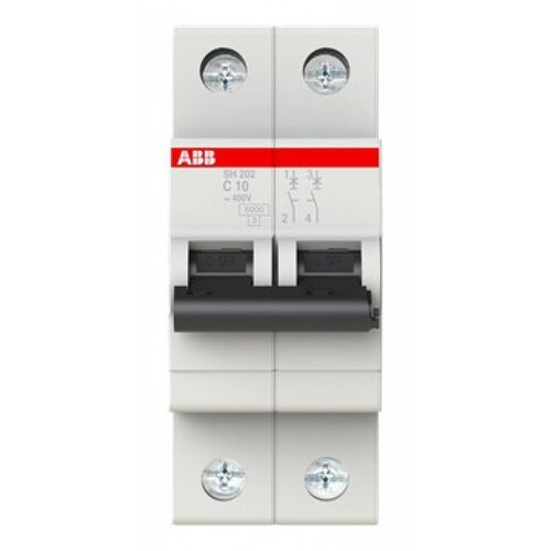 3 X ABB 2CDS212001R0104 INTERUPTOR MINIATURA SH200 2P C 10A