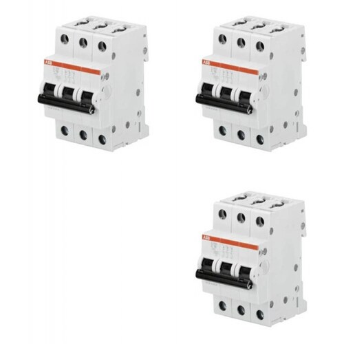 3 X ABB 2CDS253001R0164 INTERUPTOR MINIATURA S200 3P C 16A