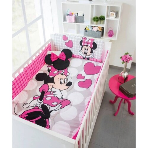 Set Edredón Para Cuna De Bebe 6 Pzas 100x145cm Chiqui Mundo Minnie