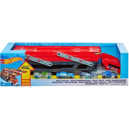 HOT WHEELS MEGA REMOLQUE HAULER LANZADOR con 4 autos