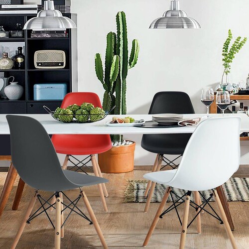 Sillas Eames Silla Minimalista Moderna Paquete de 4 Blanco