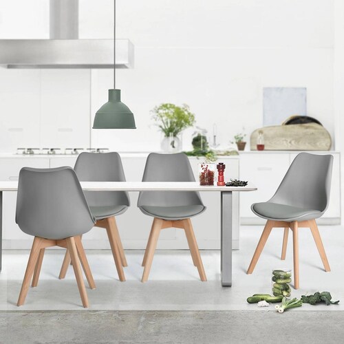 Silla Eames Hood Sillas Frankfurt Paquete de 4 Moderna Gris
